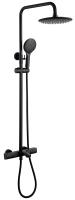 Душевая стойка ABBER Thermostat AF8516BL с термостатом и изливом, черный матовый
