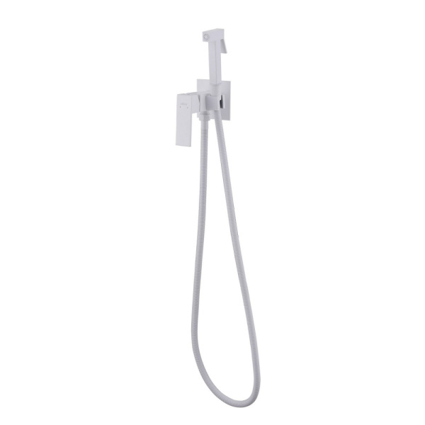 Смеситель ABBER Daheim AF8226W с гигиеническим душем,белый матовый